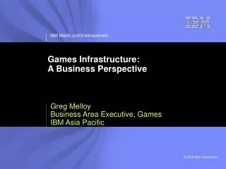Games Infrastructure: A Business Perspective
