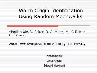 Worm Origin Identification Using Random Moonwalks