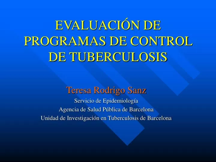 evaluaci n de programas de control de tuberculosis