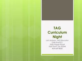 TAG Curriculum Night