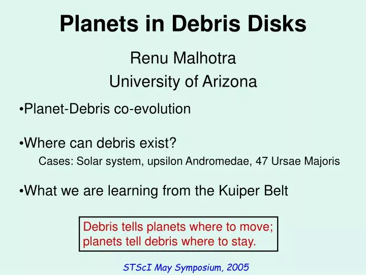 planets in debris disks