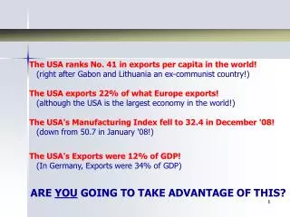 Exporting America and Your Coming Economic Rebound