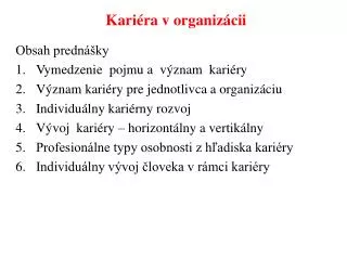 kari ra v organiz cii