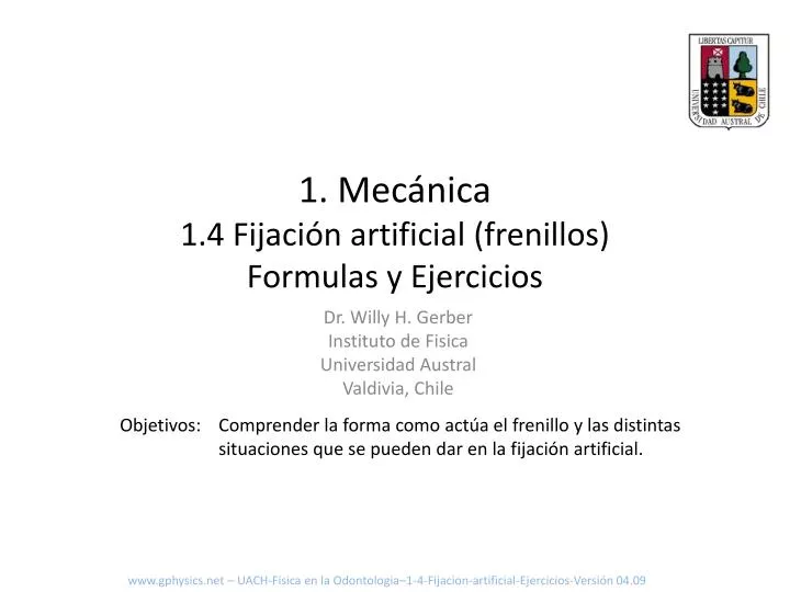 1 mec nica 1 4 fijaci n artificial frenillos formulas y ejercicios