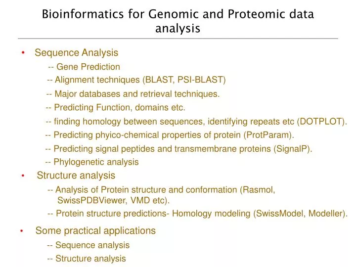 bioinformatics for genomic and proteomic data analysis