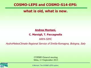 COSMO General meeting Sibiu, 2-5 September 2013