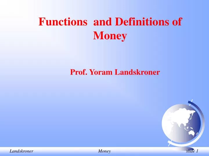 functions and definitions of money