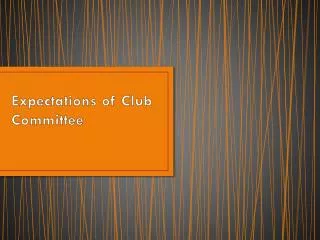 expectations of club committee