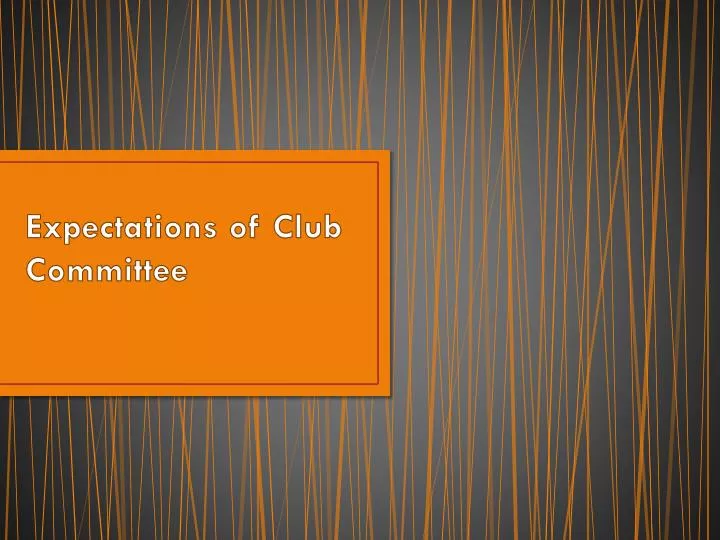 expectations of club committee