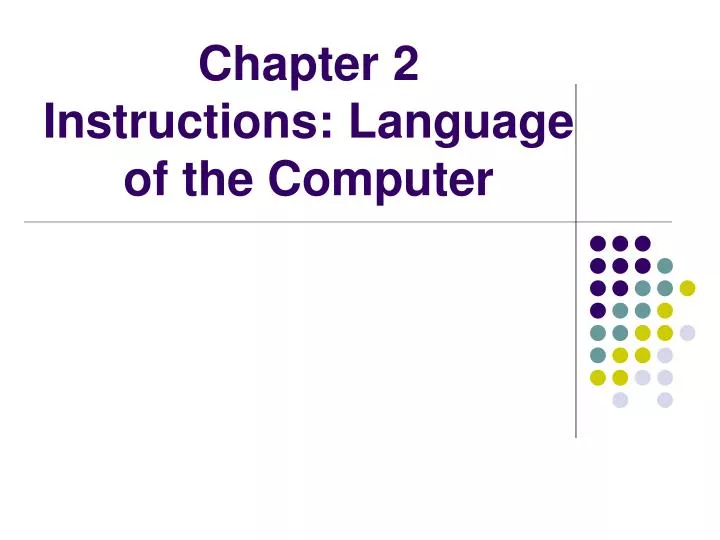 chapter 2 instructions language of the computer