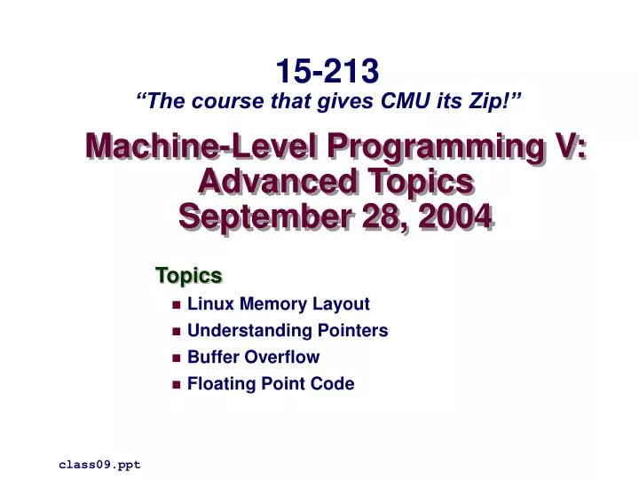machine level programming v advanced topics september 28 2004