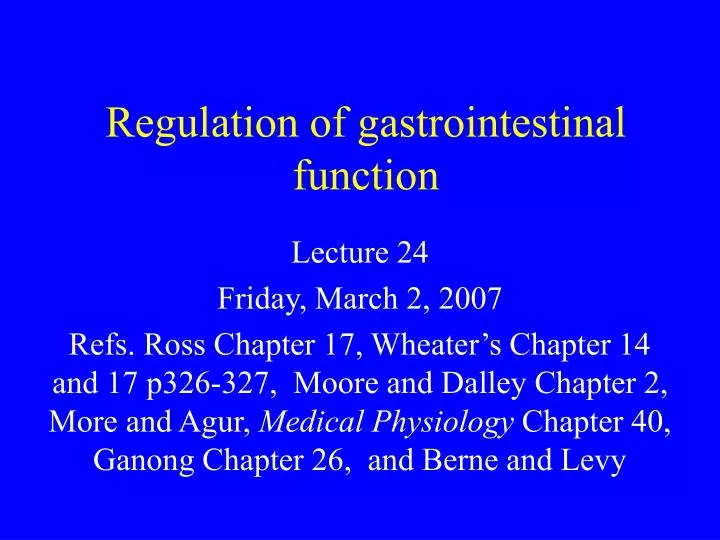 regulation of gastrointestinal function