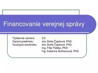 financovanie verejnej spr vy
