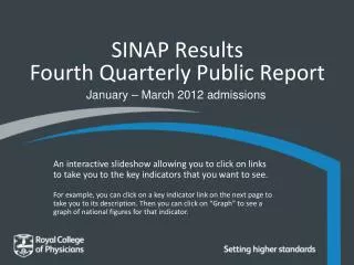 SINAP Results Fourth Quarterly Public Report
