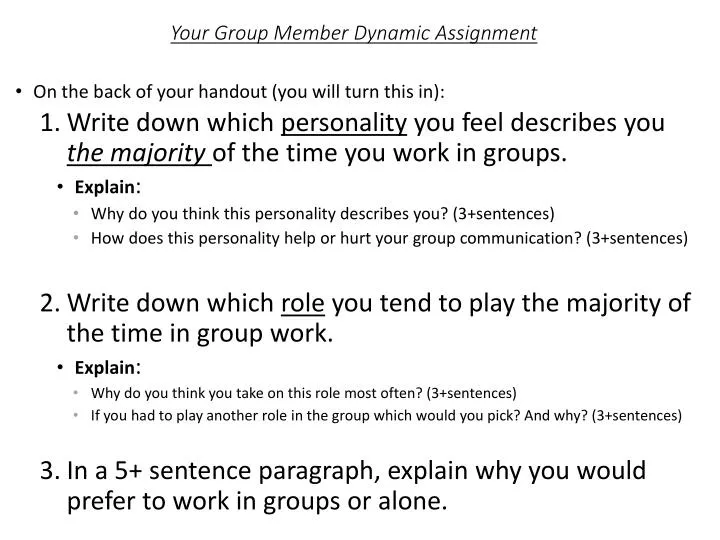 your group member dynamic assignment