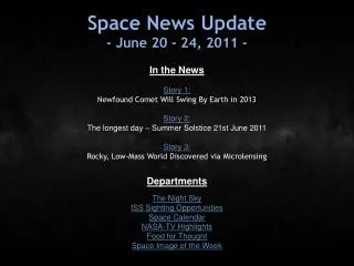Space News Update - June 20 - 24, 2011 -