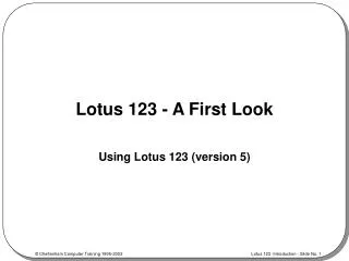 Lotus 123 - A First Look