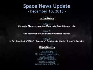 Space News Update - December 10, 2013 -