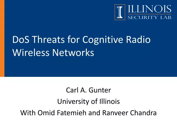 dos threats for cognitive radio wireless networks