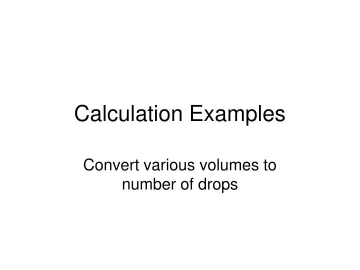 calculation examples