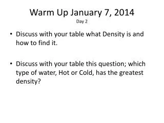 Warm Up January 7, 2014 Day 2