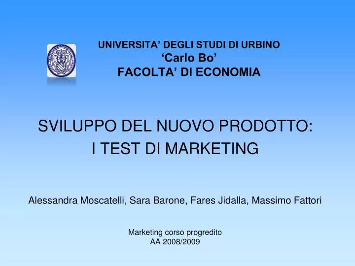 universita degli studi di urbino carlo bo facolta di economia