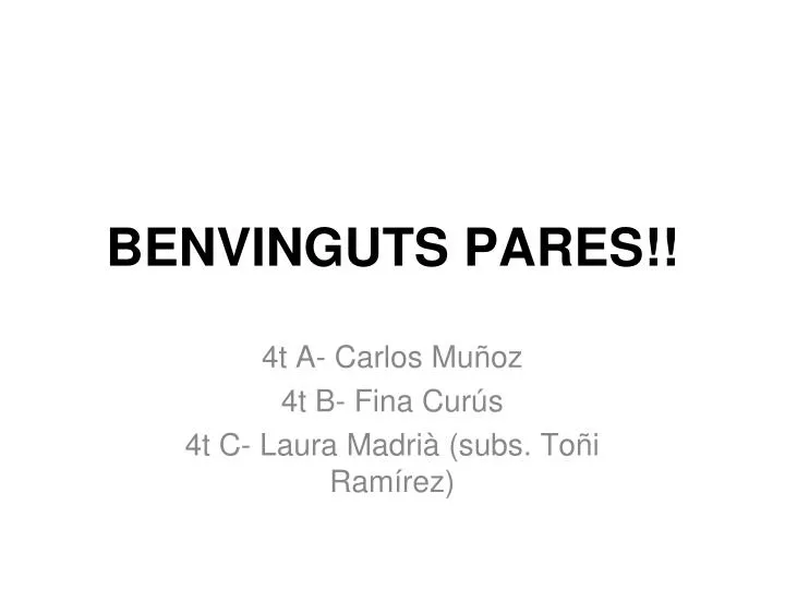 benvinguts pares