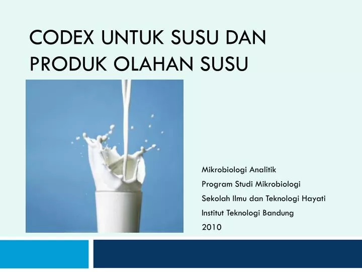 codex untuk susu dan produk olahan susu