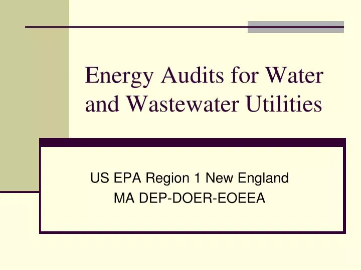 energy audits for water and wastewater utilities