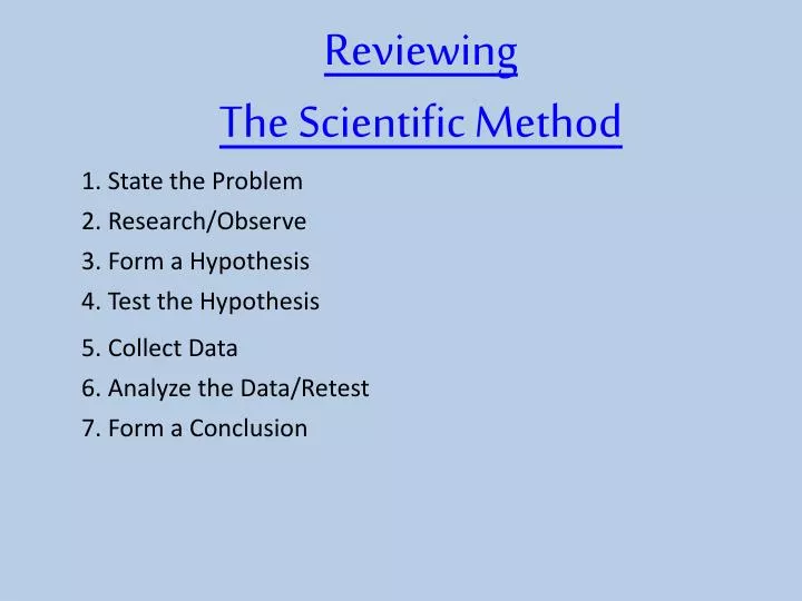 reviewing the scientific method