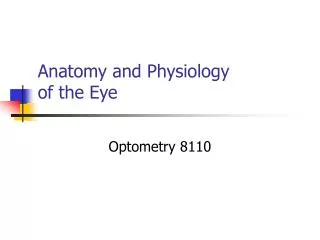 Anatomy and Physiology of the Eye