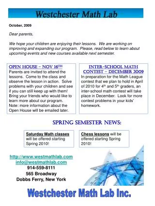 Spring Semester News: