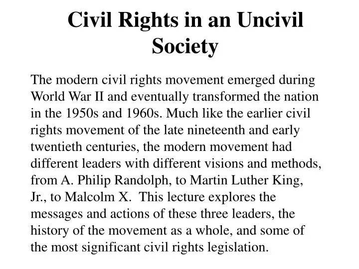 civil rights in an uncivil society