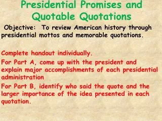 presidential promises and quotable quotations