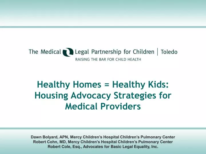 healthy homes healthy kids housing advocacy strategies for medical providers