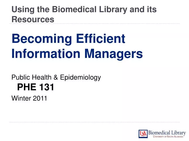 using the biomedical library and its resources