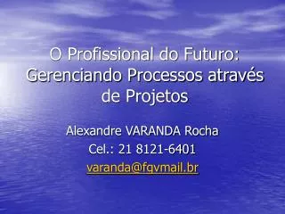 o profissional do futuro gerenciando processos atrav s de projetos