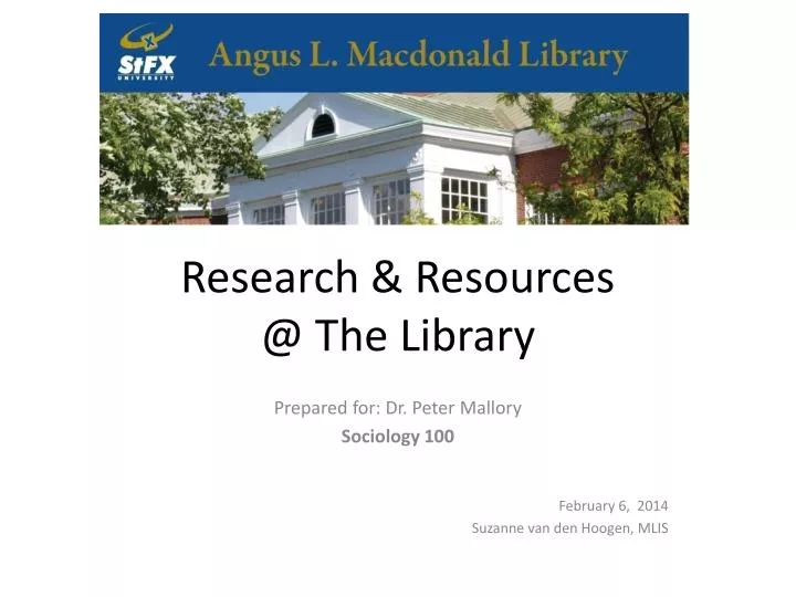research resources @ the library