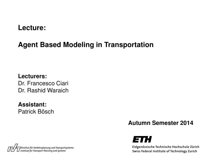 lecture agent based modeling in transportation
