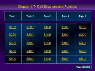 Chapter # 7- Cell Structure and Function