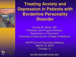 Treating Anxiety and Depression in Patients with Borderline Personality Disorder