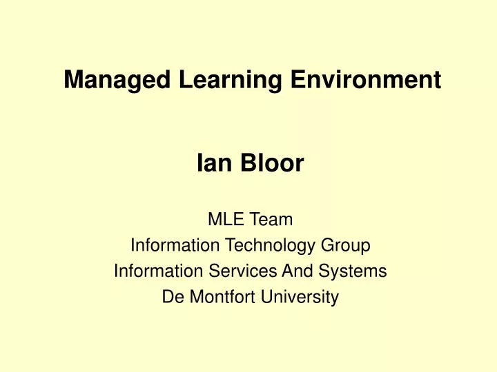 managed learning environment