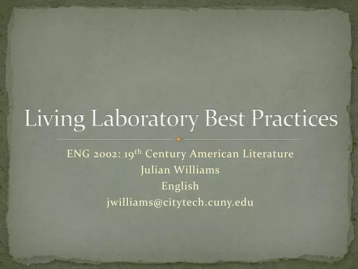 living laboratory best practices