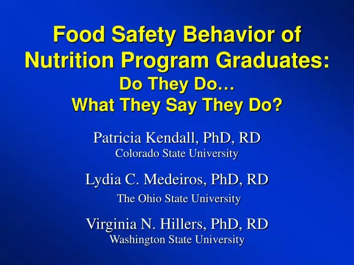food safety behavior of nutrition program graduates do they do what they say they do