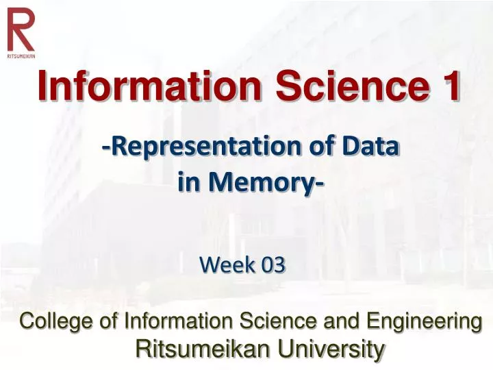 information science 1 representation of data in memory