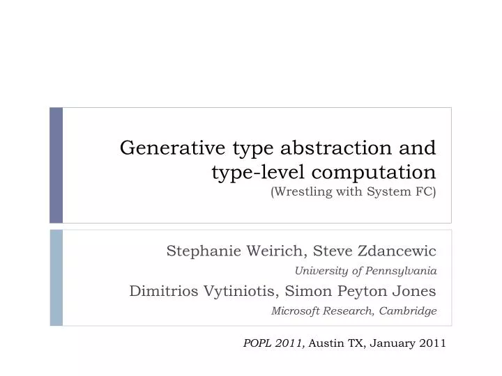 generative type abstraction and type level computation wrestling with system fc