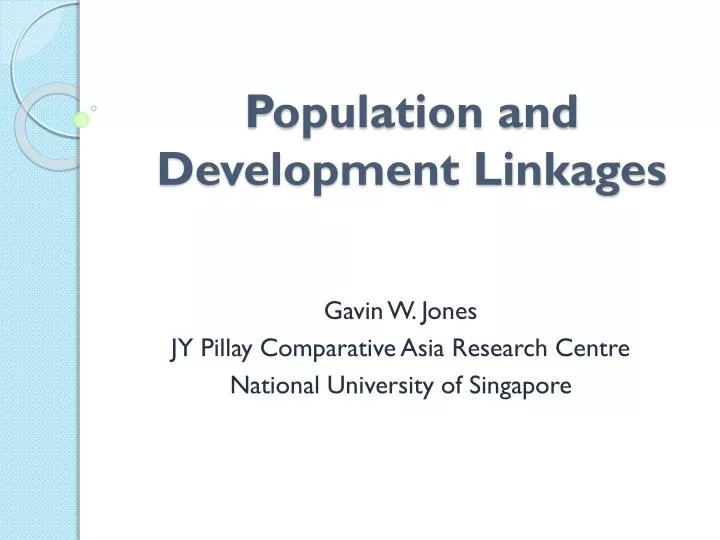 population and development linkages