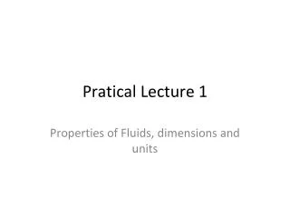 Pratical Lecture 1