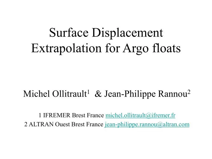 surface displacement extrapolation for argo floats