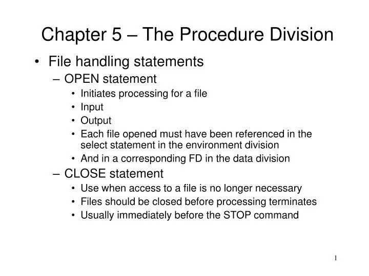 chapter 5 the procedure division